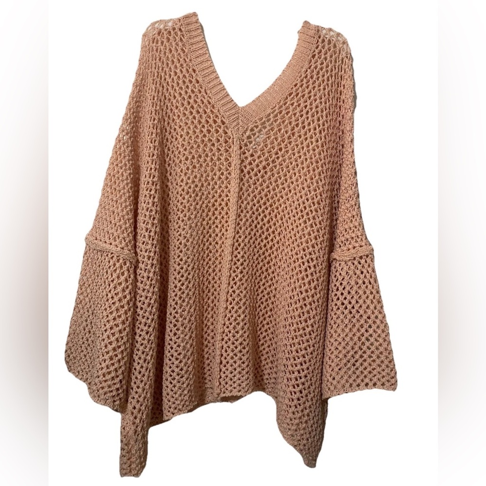 POL Size Medium Blush Pink Oversized Fishnet Pol Sweater